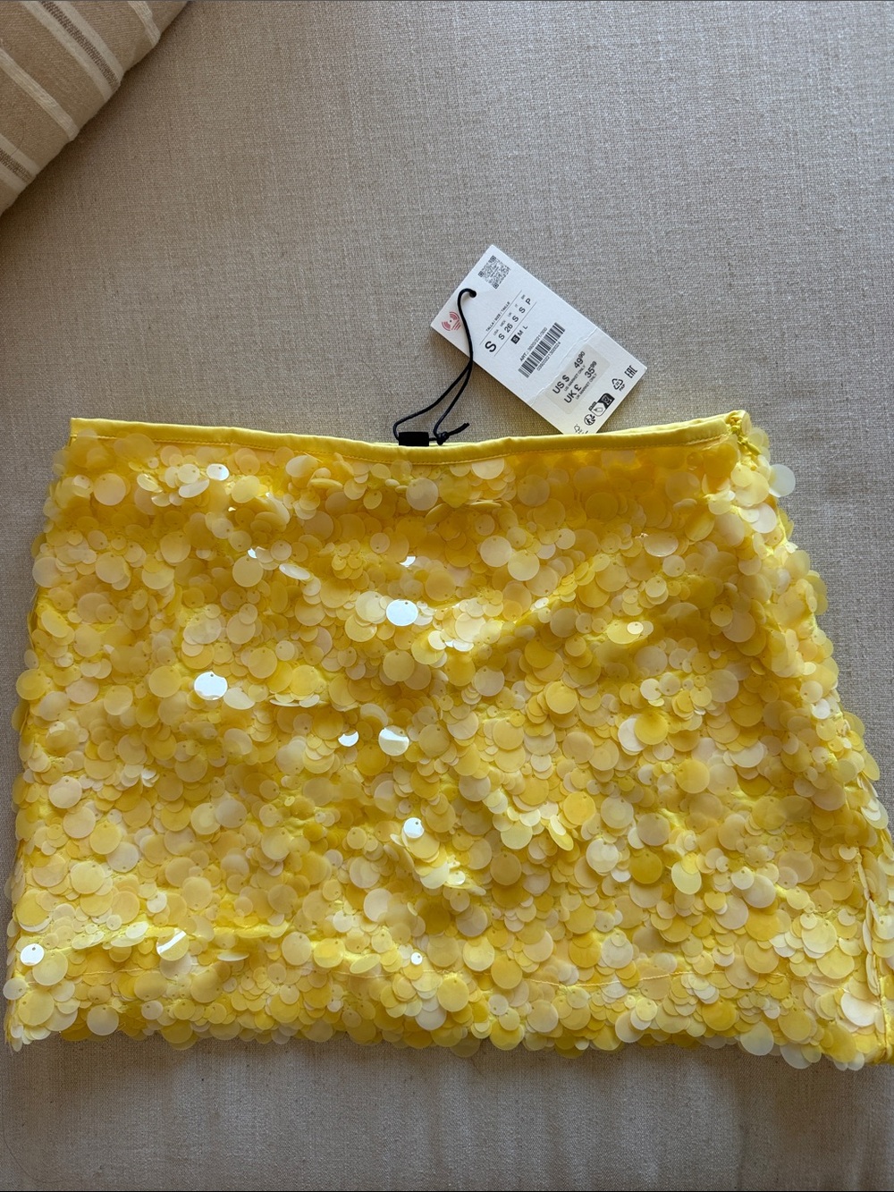 NWT! ZARA Yellow Sequin Mini Skirt
